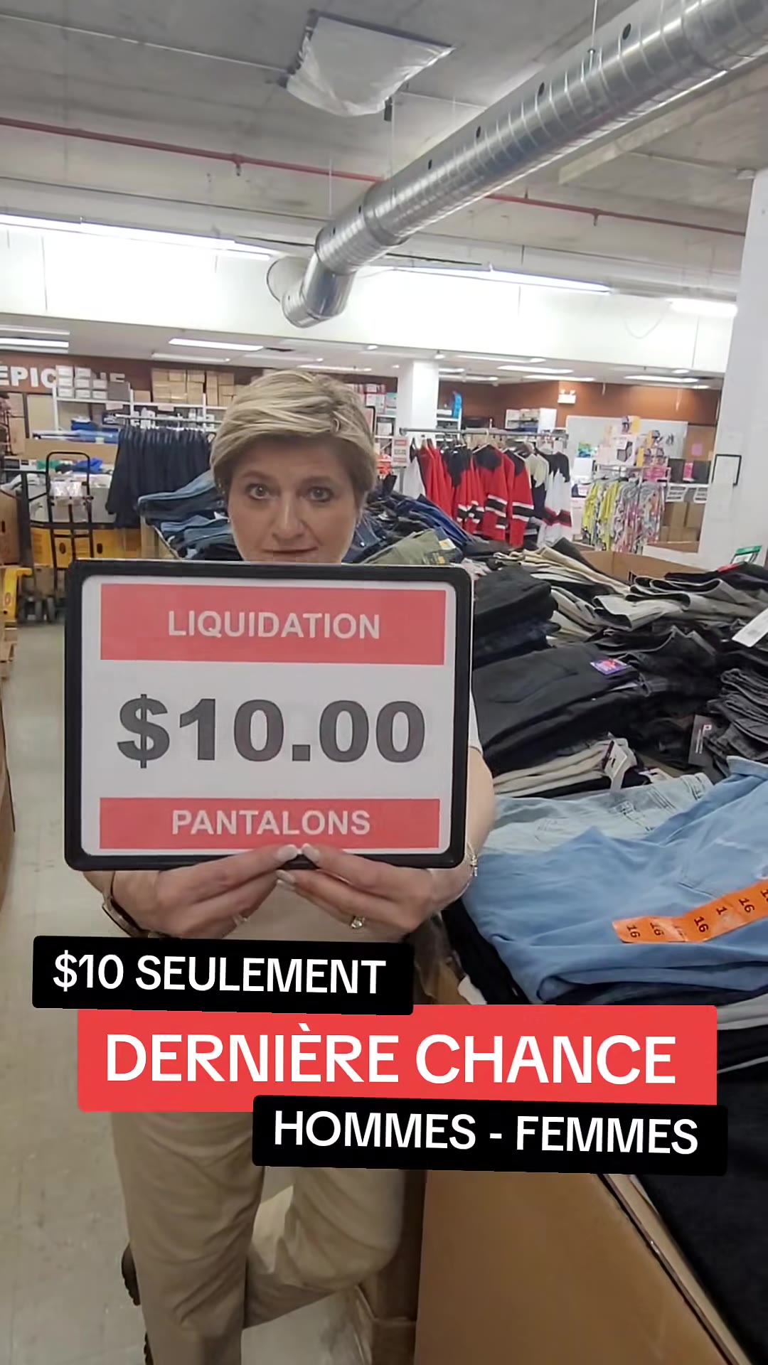 Liquidation de pantalons de marques (Levi's, Adidas, etc.)